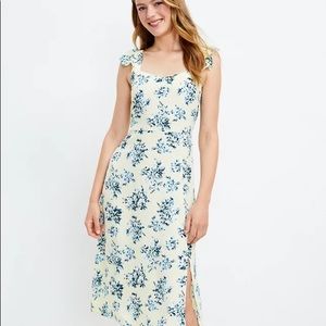 Loft Floral Ruffle Strap Midi Floral  Dress 6